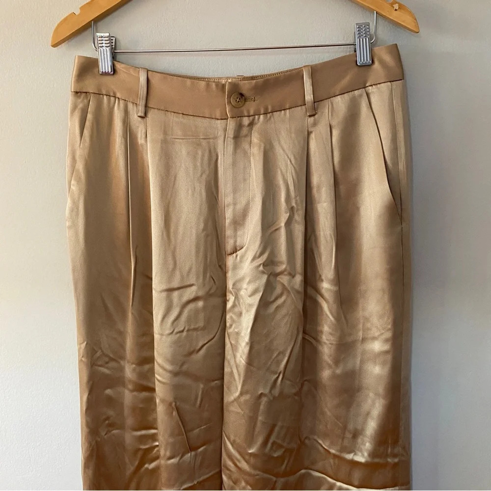 NILI LOTAN flavie pant in khaki 100% Silk Size Woman’s 8 - Picture 8 of 12